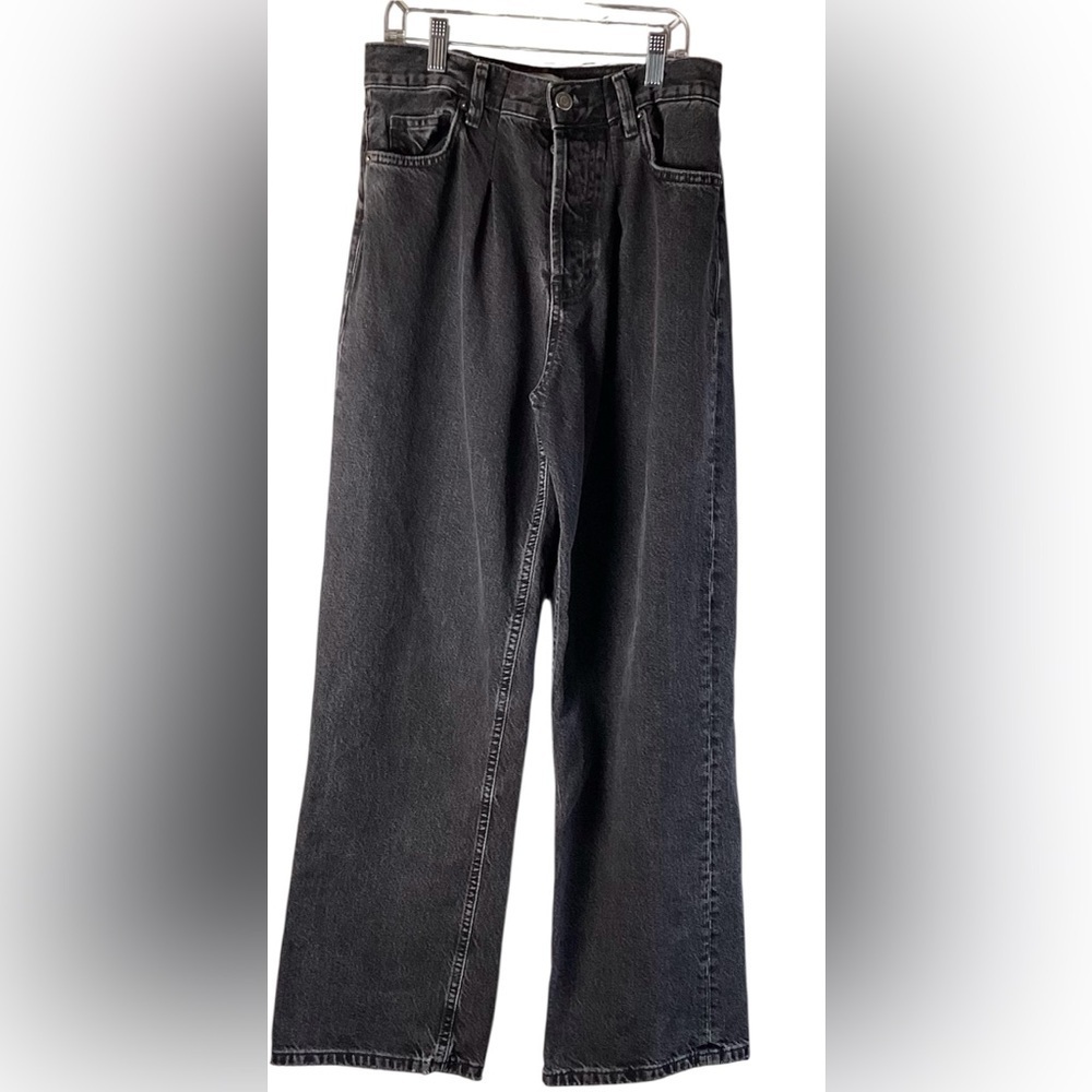 Zara Wide-Leg Jeans Womens 2 Black High Rise   Zip Fly